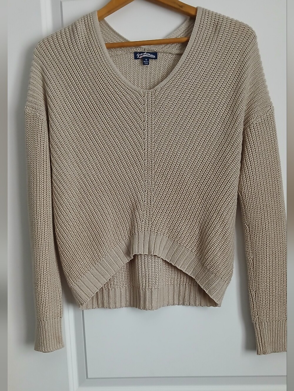 Freshman Oatmeal V-Neck Knit Sweater